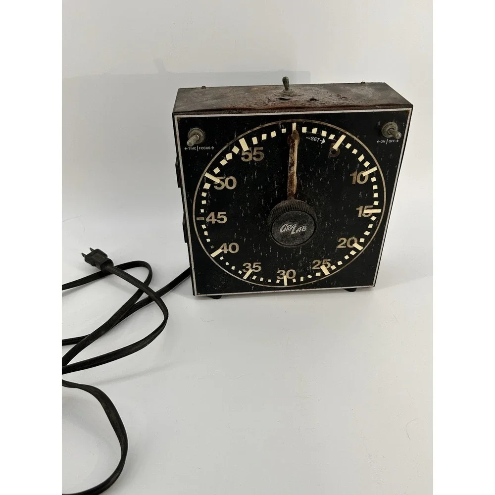 Vintage Gralab Mod#300 Dark Room Photography Timer Metal Black Analog